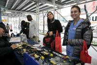 Attendees are shown at a display table at the annual Bike-to-Campus Day and Shred Fest at Columbia University Irving Medical Center on April 26, 2019.